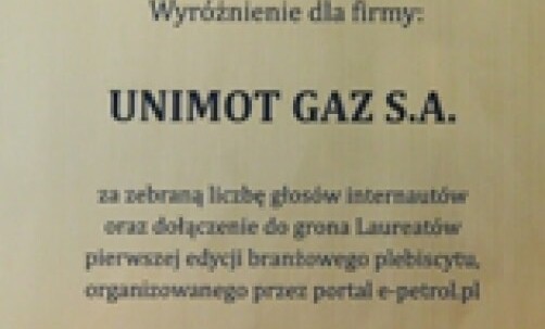 UNIMOT GAZ laureatem Akcentów 2012